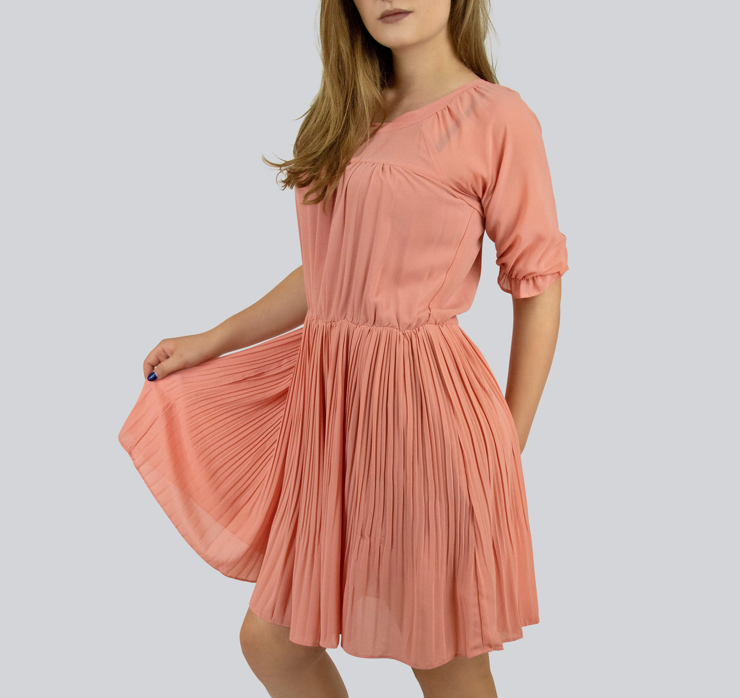 Moonyear Pleated Peach Dress