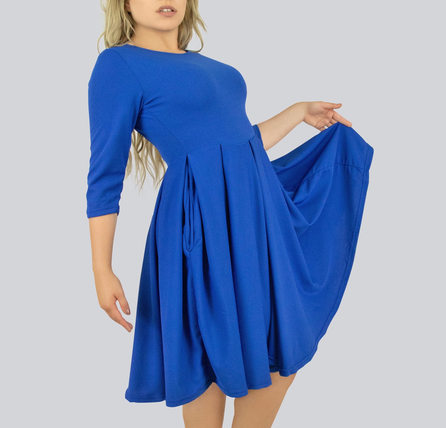 Kiss Pleated Dress with Pockets