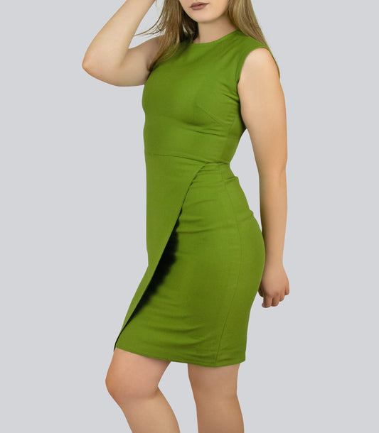 Crepe Overlap Sheath Dress by Smart Marché