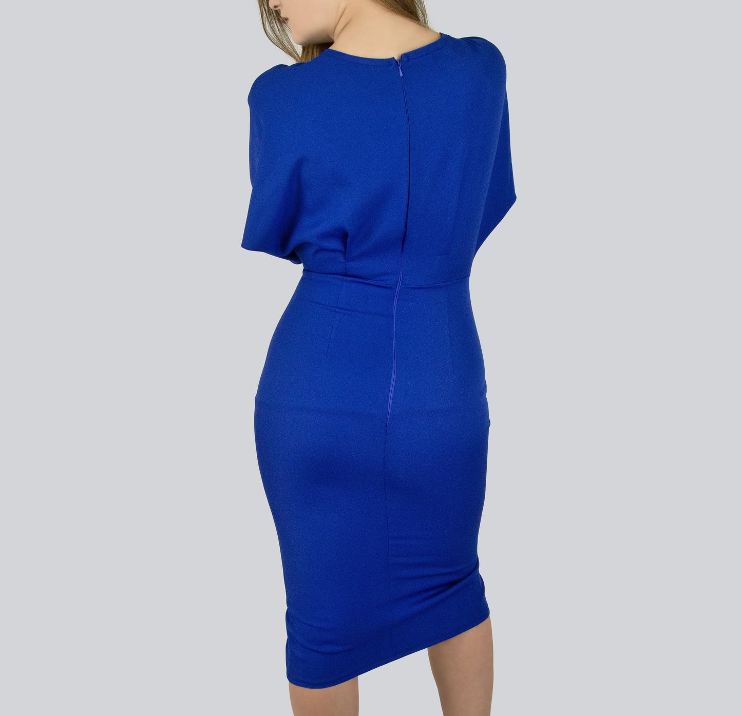 Royal Blue fitted dress with front slit